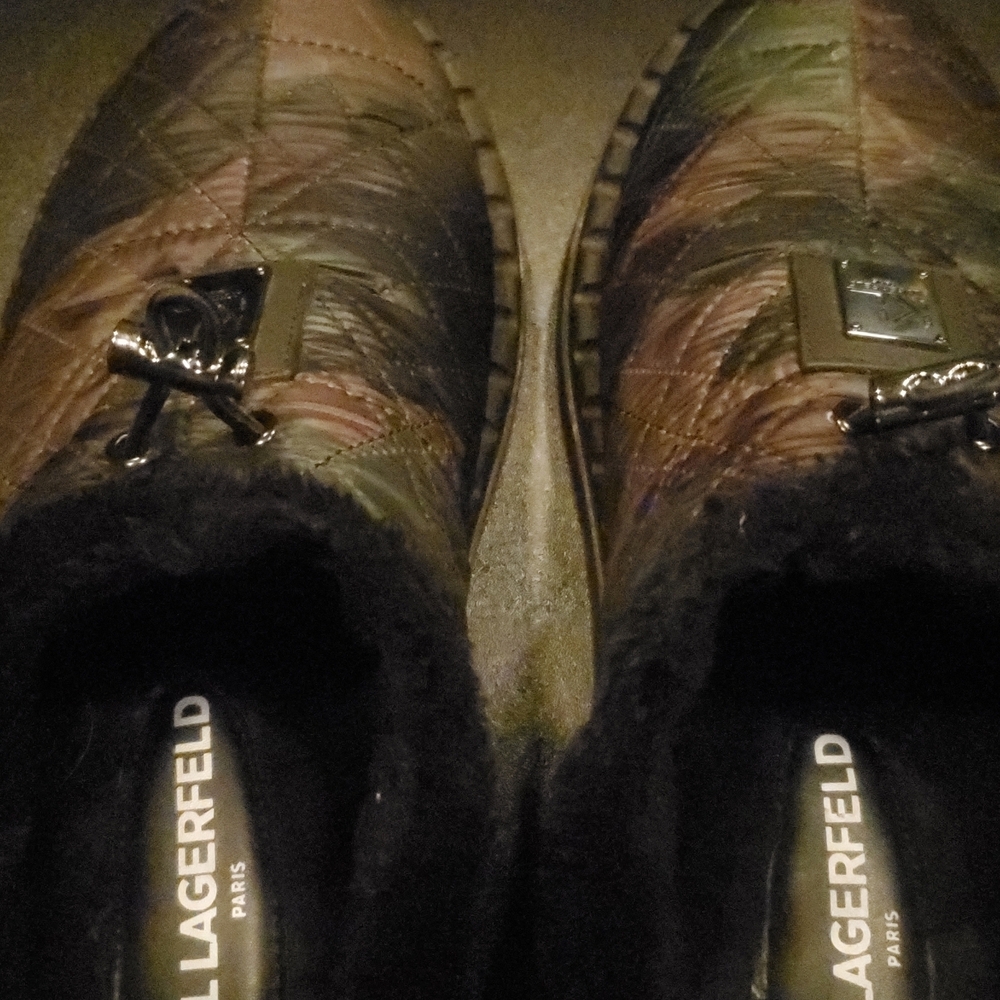 Karl Lagerfeld Camo Faux Fur Slippers     Size 13 - Picture 6 of 7